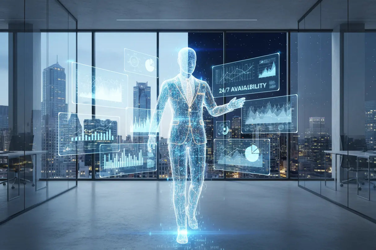 Imagem de um consultor de negocios 24/7 feito por inteligencia artificial 